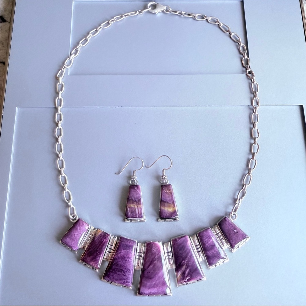 NAVAJO ROGER SKEET PURPLE SPINY OYSTER STERLING SILVER NATIVE AMERICAN N… - Picture 8 of 9